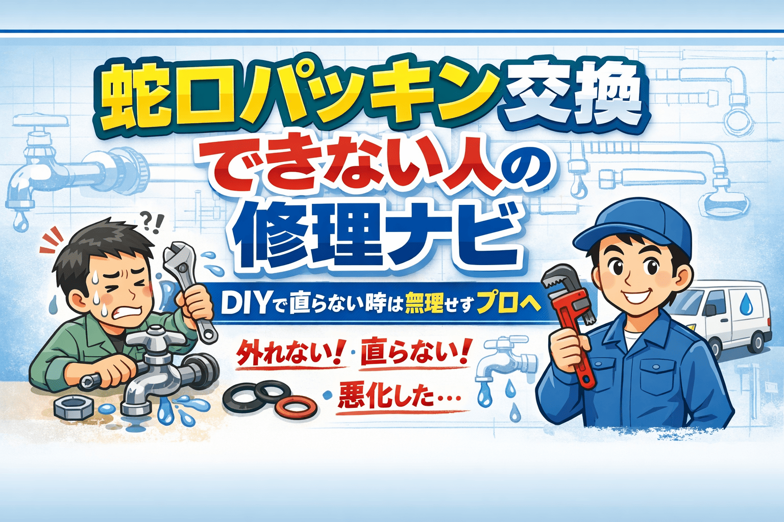 蛇口パッキン交換できない人の修理ナビ|DIYで直らない時は無理せずプロへ